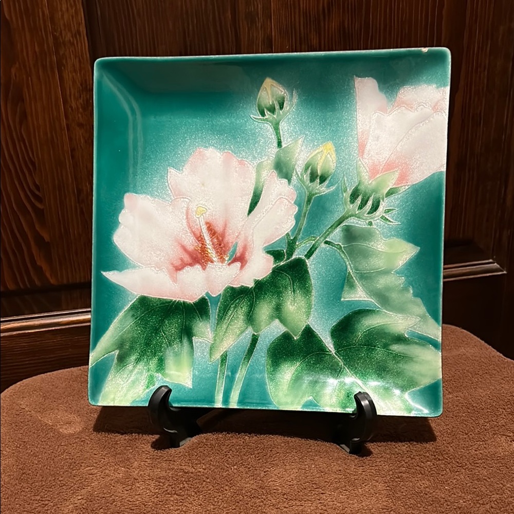 Floral Square Ceramic Plate